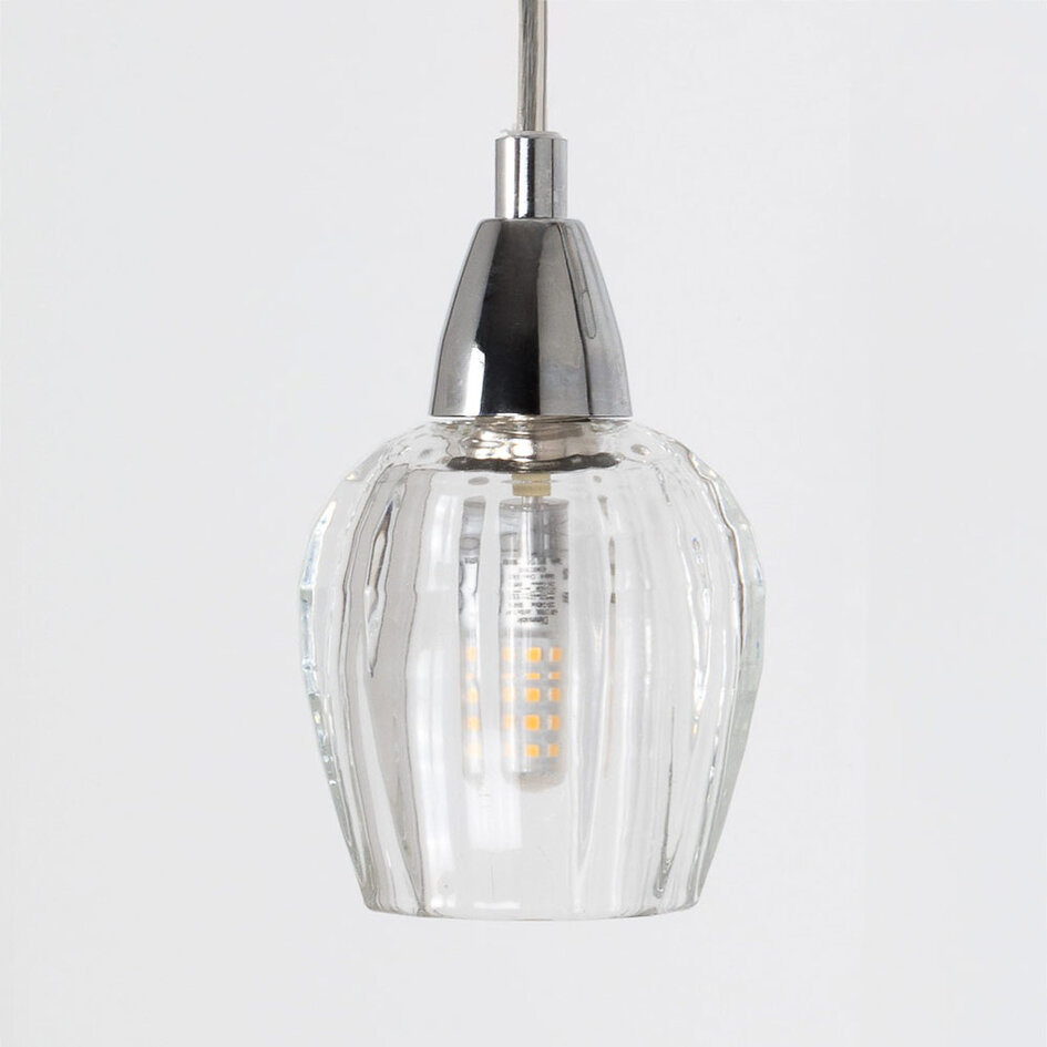 3-lichts hanglamp Virginia - chroom en transparant glas