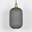 Retro hanglamp Doran van geribbeld glas - grijs en goud
