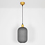 Retro hanglamp van geribbeld grijs glas - Doran