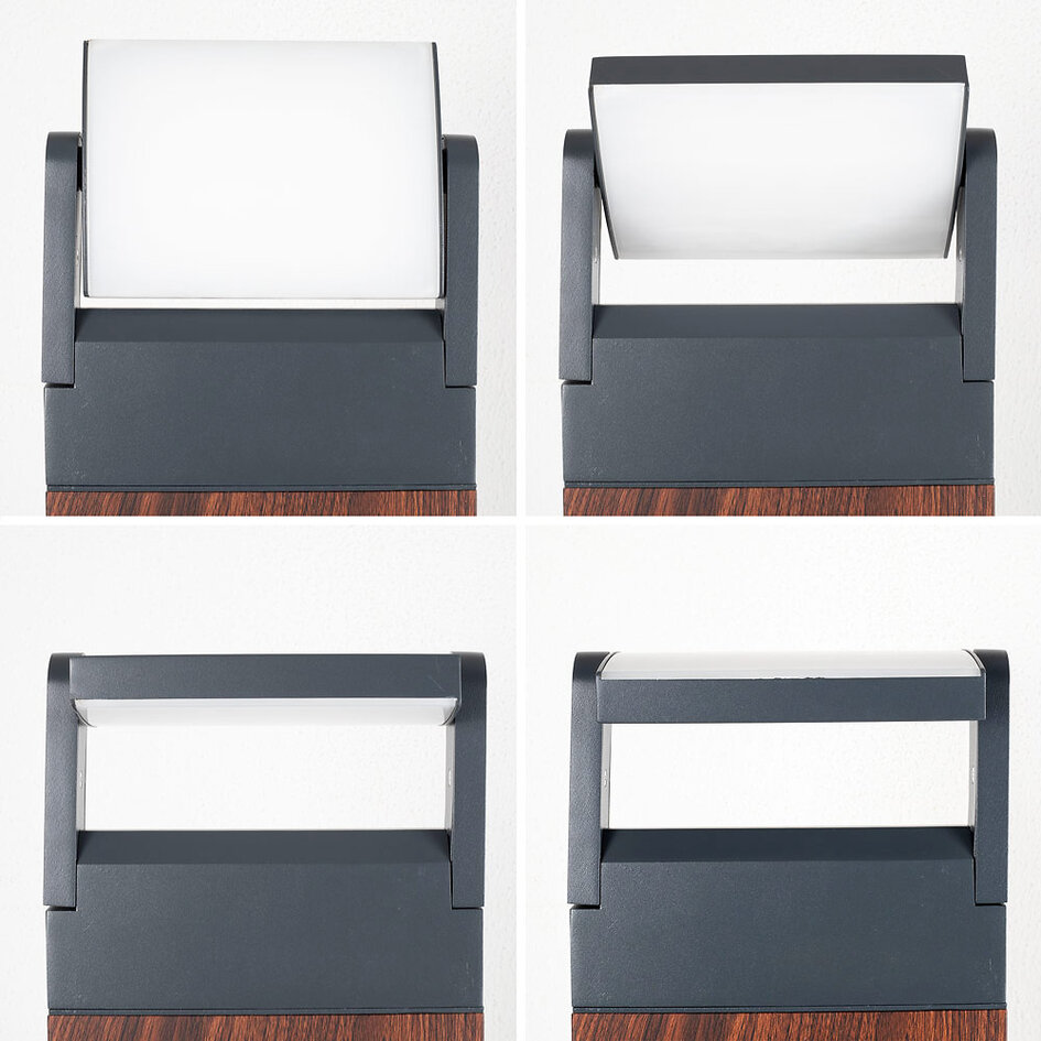 Staande buitenlamp Jidde met kantelbare spot - houtoptiek met geïntegreerde LED