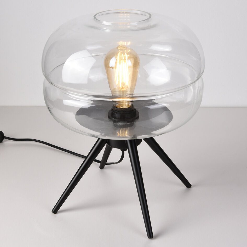Tafellamp Joah met handgeblazen transparant glas