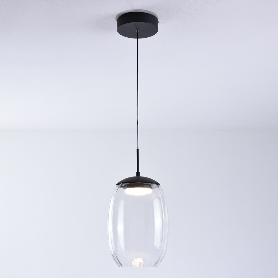 Hanglamp met transparant glas en 3-staps dimbare LEDs - Isra