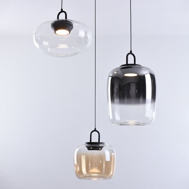 Art Deco hanglamp 3-staps dimbaar en verschillende kleuren glas - Ceylin