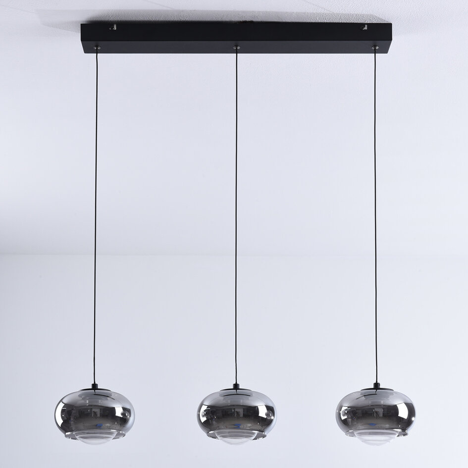 Hanglamp met rookglas en 3-staps dimbare LEDs - Vive