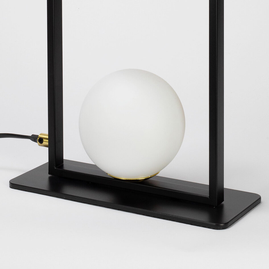2-lichts tafellamp Duas - zwart met melkwit glas