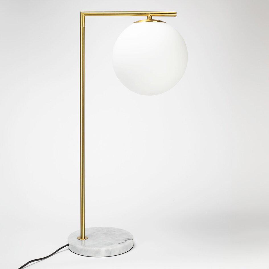 Tafellamp Jeana met melkwit glas - marmerlook