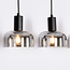 Hanglamp met smoke glas en spiegeleffect, 5-lichts - Cinza