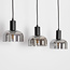 3-lichts hanglamp Pilka - smoke glas met spiegeleffect