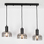 3-lichts hanglamp Pilka - smoke glas met spiegeleffect
