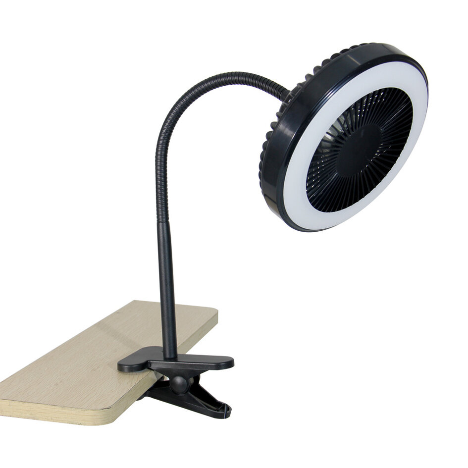 2-in-1 draagbare tafelventilator met LEDs en clip - Mani