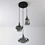 Zwarte hanglamp met smoke glas 3-lichts - Trinidad