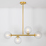 Hanglamp Asun met gouden frame en transparant glazen bollen