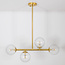 Hanglamp Asun met gouden frame en transparant glazen bollen