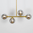 Hanglamp Asun met gouden frame en smoke glazen bollen met spiegeleffect