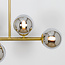 Hanglamp Asun met gouden frame en smoke glazen bollen met spiegeleffect