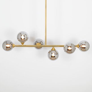 Hanglamp Aster - goud met rookglas en spiegeleffect