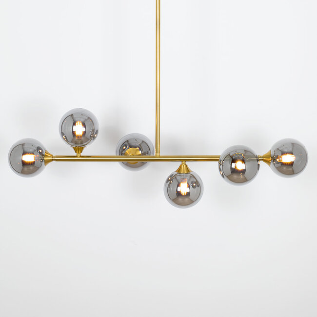 Hanglamp Aster - goud met rook glas