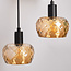 Moderne  mat zwarte hanglamp met amberkleurig glas, 3-lichts - Scott
