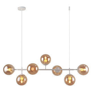 Design hanglamp wit frame en amber glazen bollen - Hepta