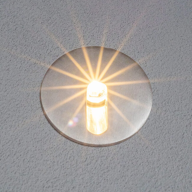 Ronde inbouw wandlamp met langwerpige opening voor buiten 3W - zilver