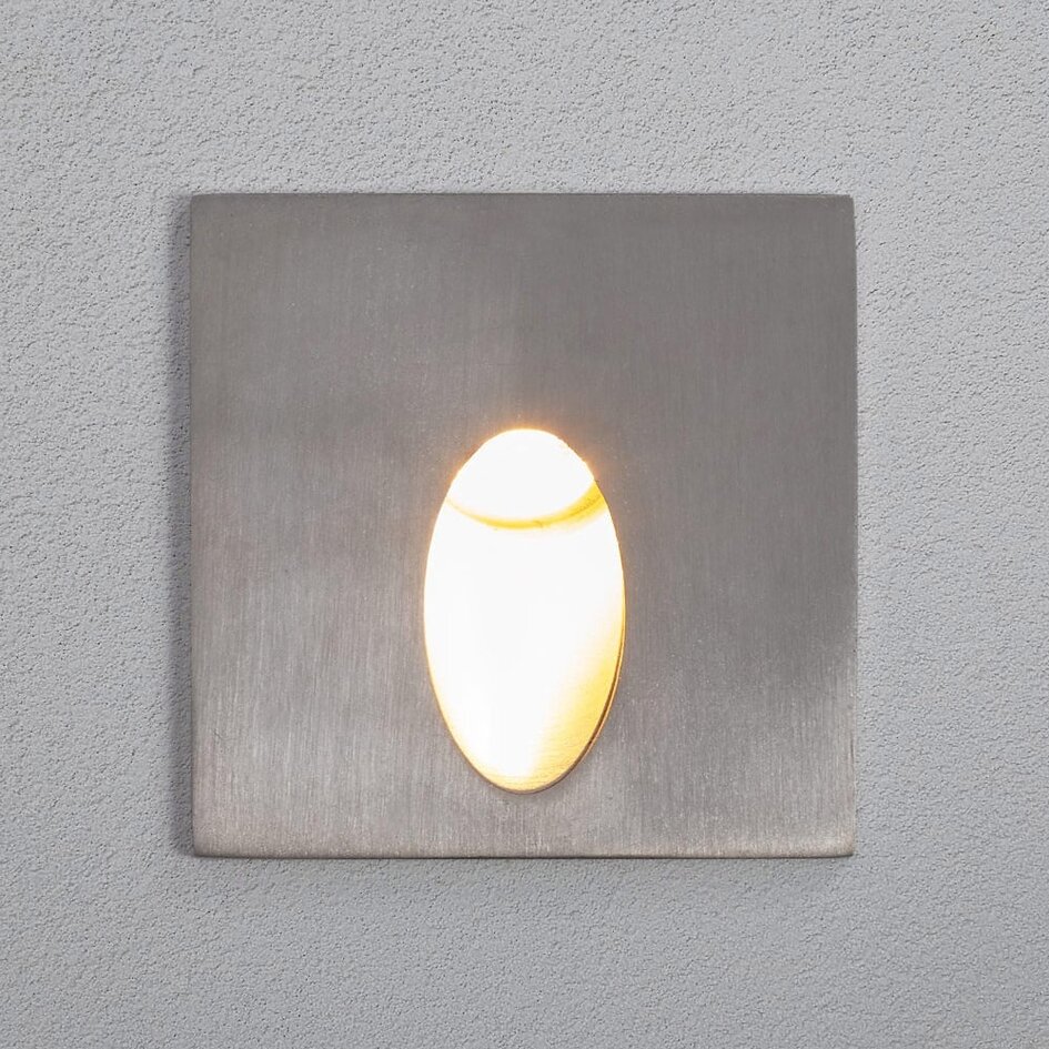 Vierkante inbouw buitenwandlamp met ovale opening 3W - zilver