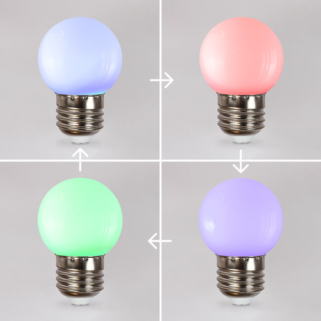 1 watt RGB LED lamp met E27 fitting, Ø45