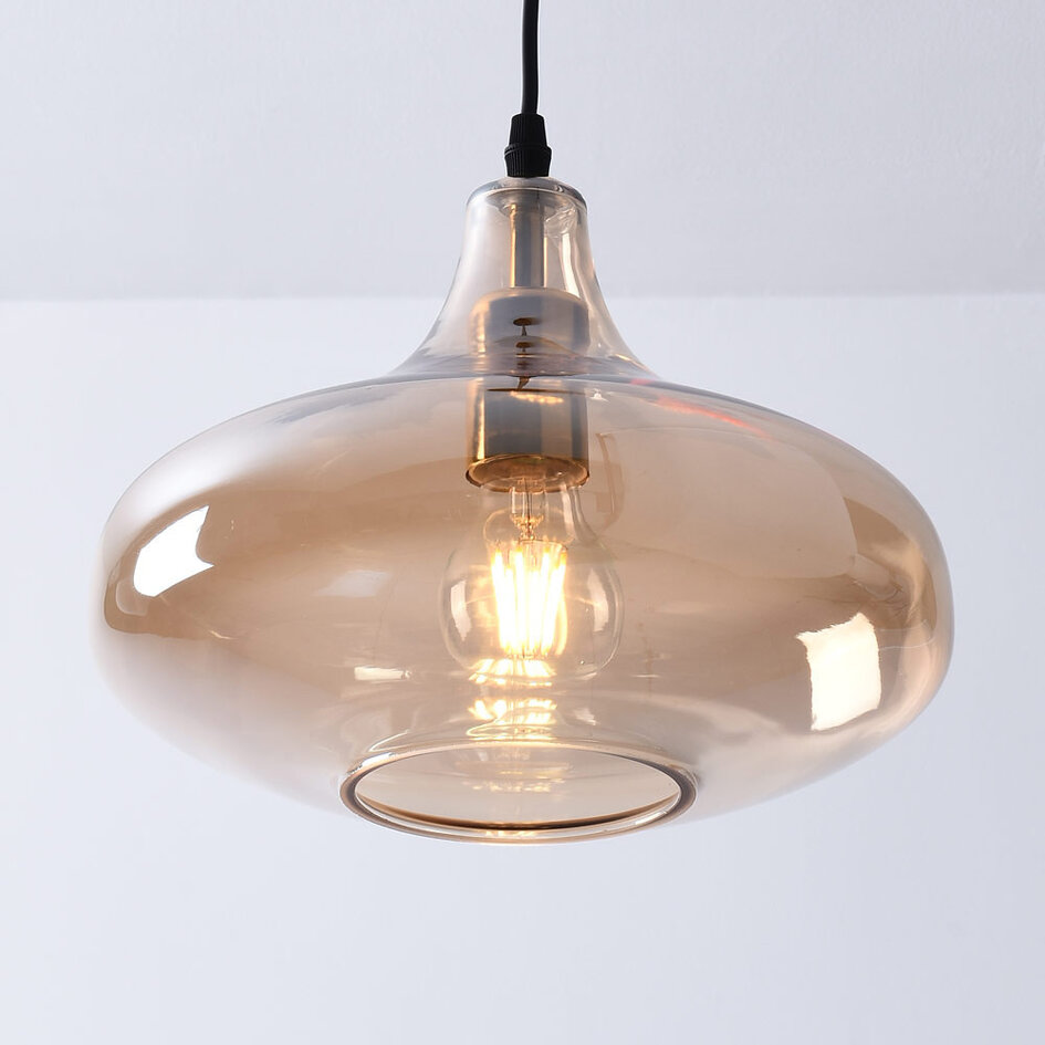 1-lichts hanglamp Trinidad - amber glas grote kap
