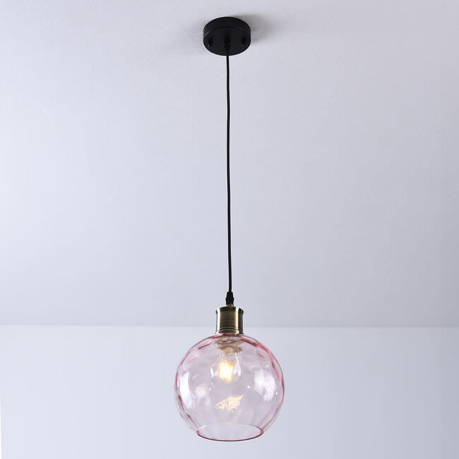 1-lichts hanglamp Verona - roze glas