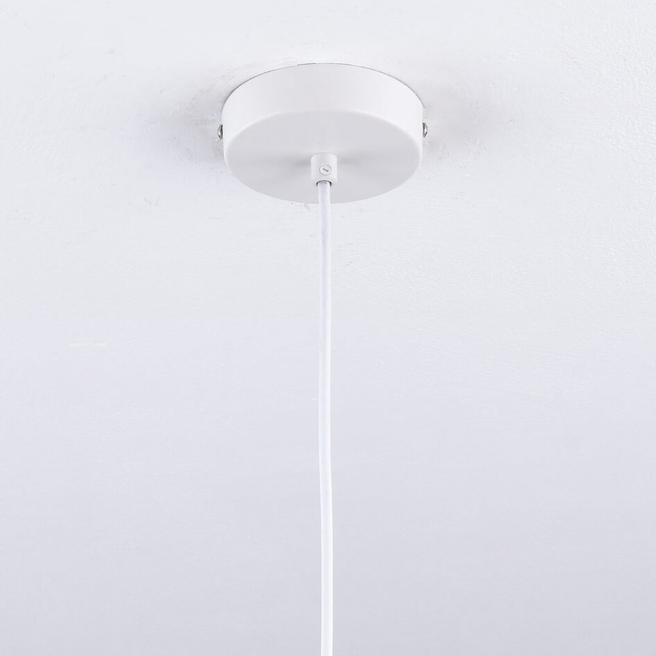 Ronde houten hanglamp Ikoma - open kap met gebogen spijlen