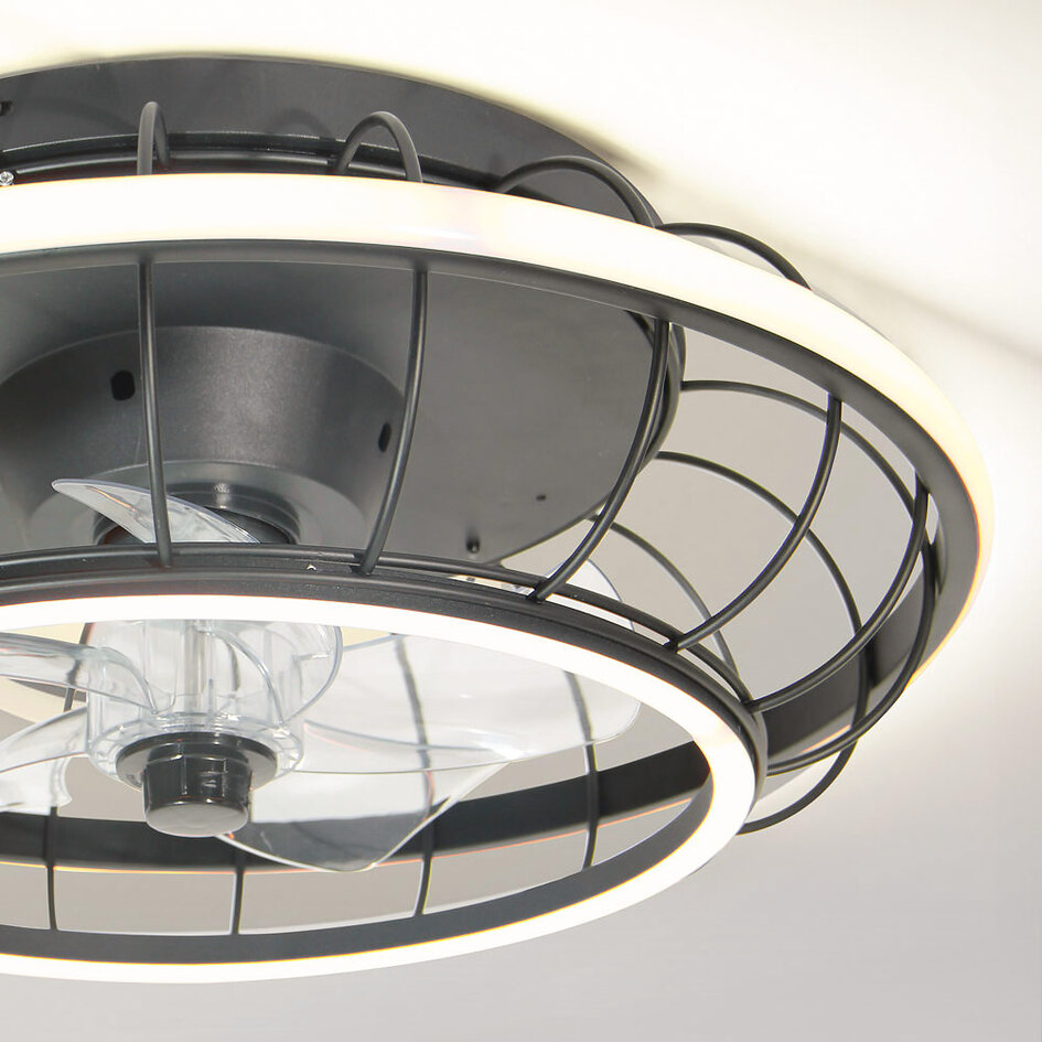 Zwarte plafondventilator Lilu met geïntegreerde LEDs