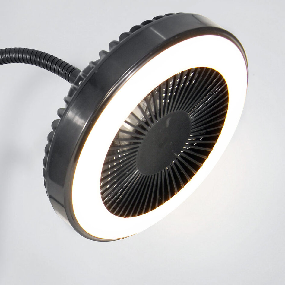 2-in-1 draagbare tafelventilator met LEDs en clip - Mani