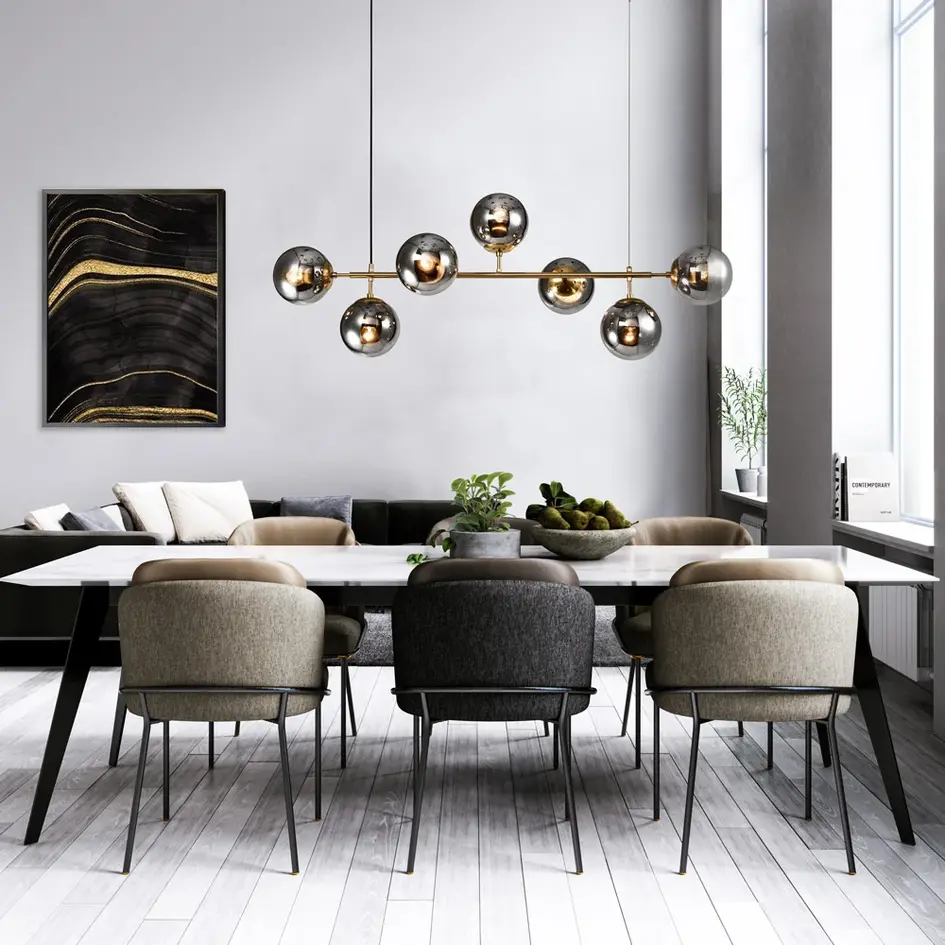 2e kans: Design hanglamp Hepta met smoke glas spiegeleffect