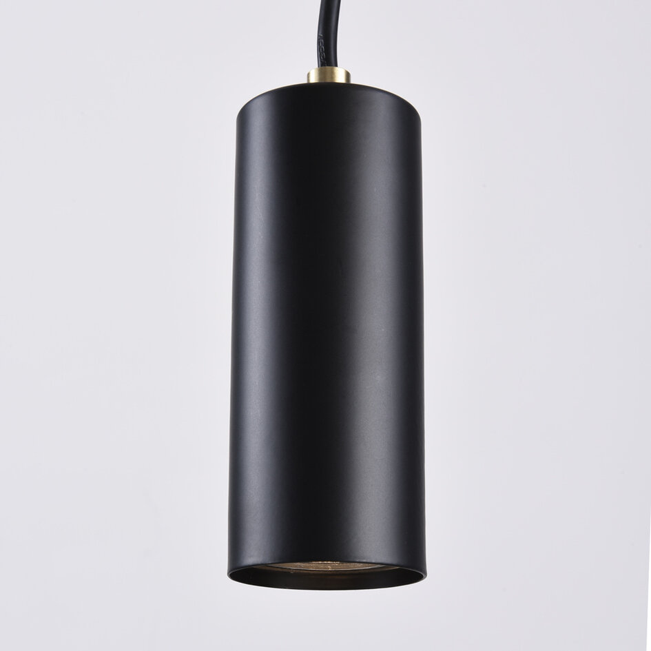 9-lichts design hanglamp Hialeah  - mat zwart en zand goud