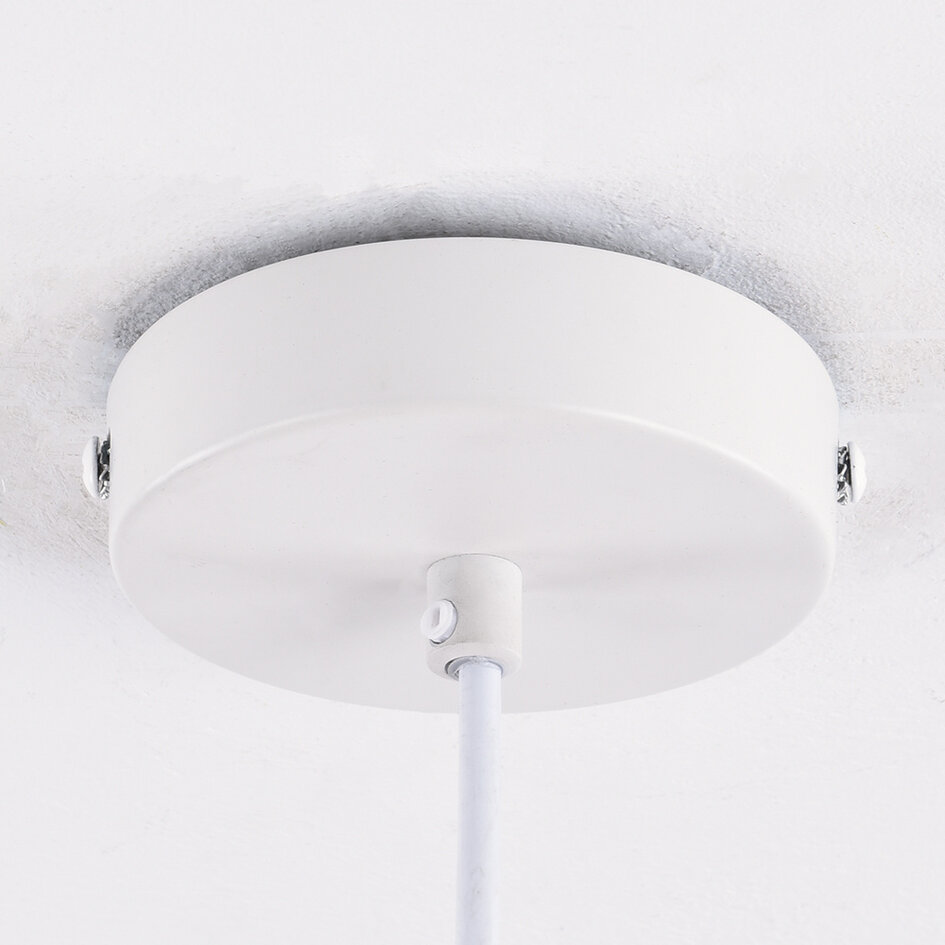 Moderne houten hanglamp Itami - open kap met houten spijlen
