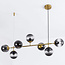 Design hanglamp Hepta met smoke glazen bollen