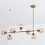 Design hanglamp Hepta met amber glazen bollen