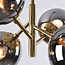 Retro hanglamp goud met smoke glas en spiegeleffect, 4-lichts - Florence