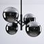 Retro hanglamp zwart met smoke glas en spiegeleffect, 4-lichts - Florence