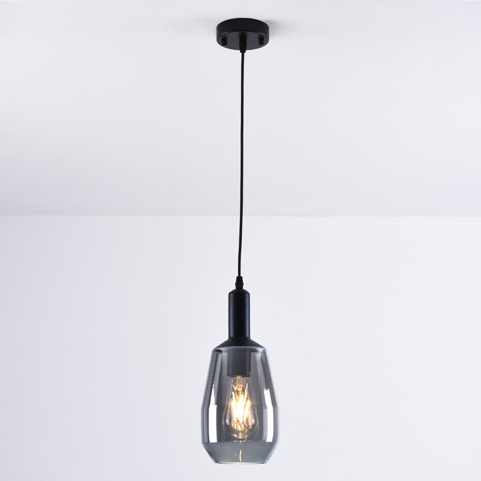 Hanglamp Mala - smoke glas langwerpige bol