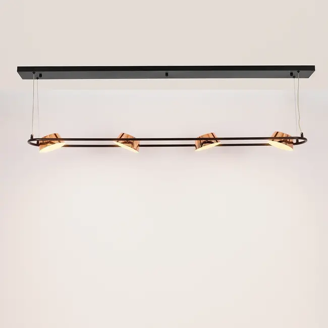 Moderne hanglamp met geïntegreerde LEDs zwart met roségoud - Calisto