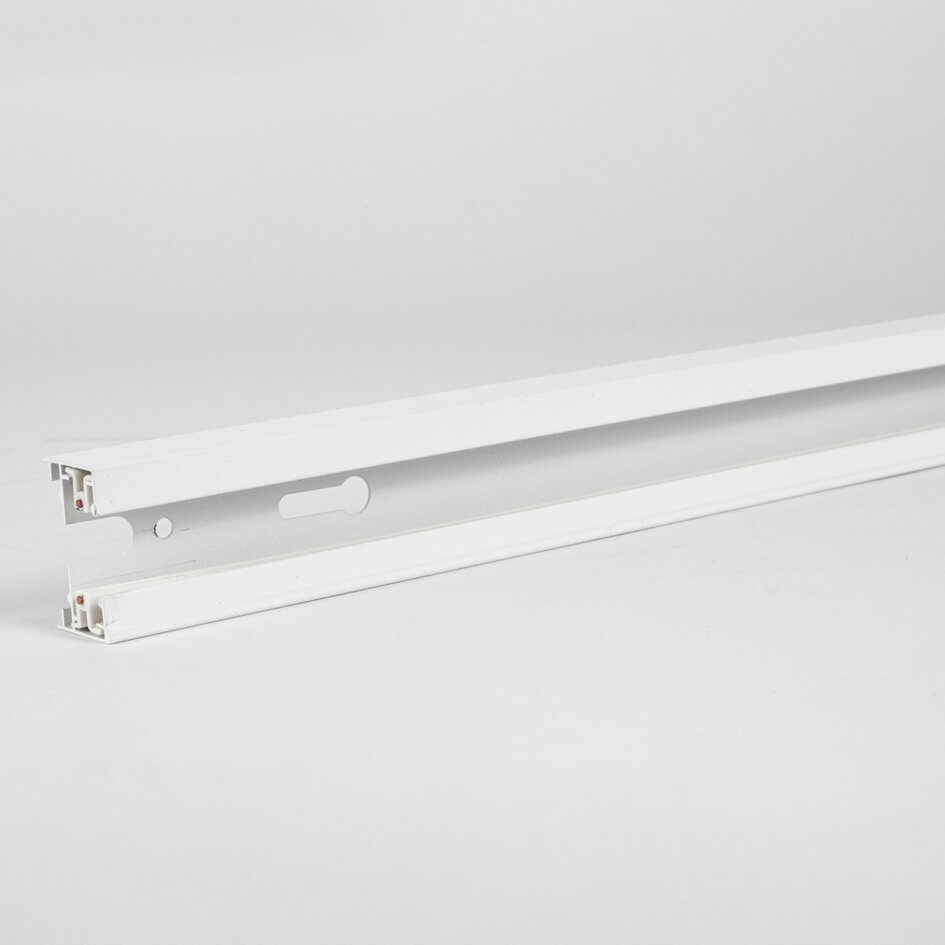 Koppelbare 1-fase rail van 75 cm zonder aansluitblok, met eindkap, wit