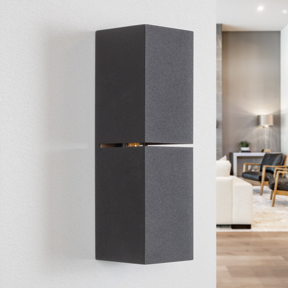 Moderne wandlamp zwart met goud - Zev