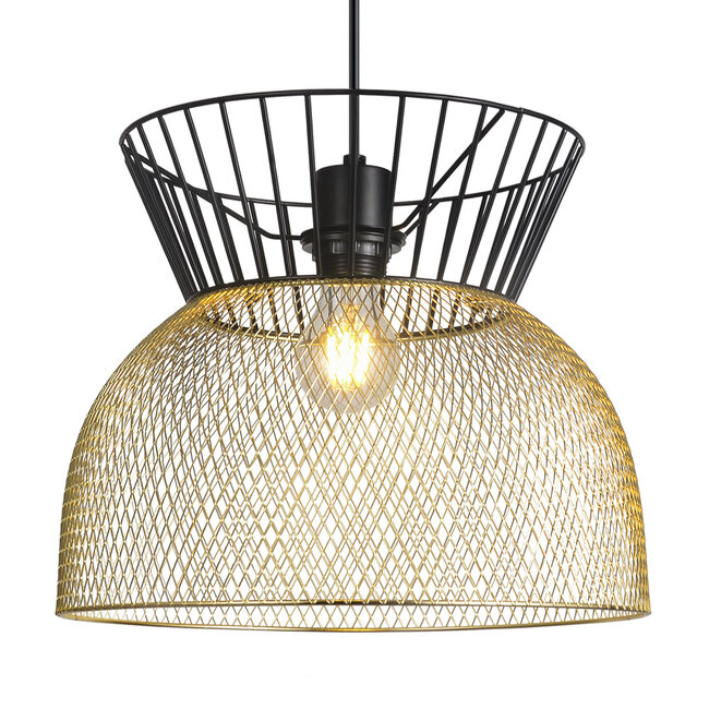 Moderne hanglamp zwart met goud - Netti