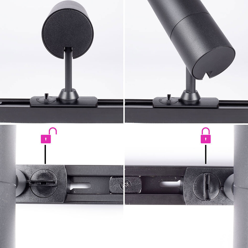 Modern 1-fase railsysteem 3 meter met Liam spots - zwart