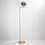 Design staande lamp Connor in goud met smoke glas en spiegeleffect