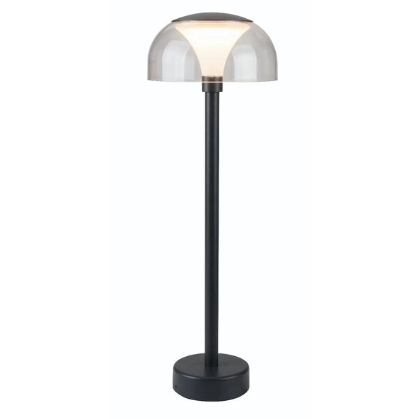 Zwarte staande buitenlamp met transparant kap - Joaz