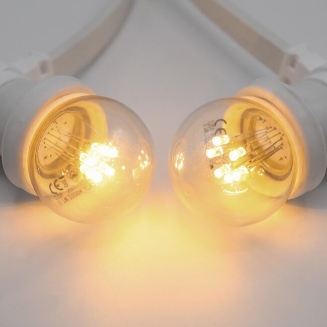 Prikkabel set met lampen met LEDs  op stokjes, met witte prikkabel
