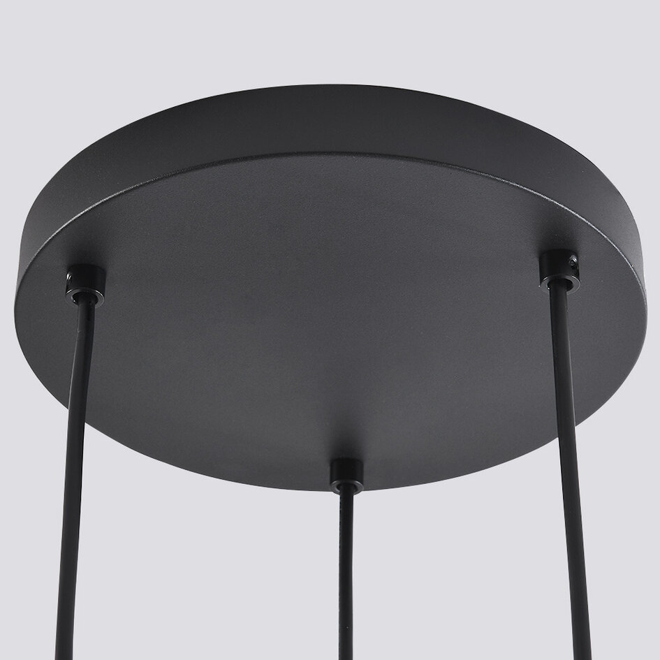 3-lichts hanglamp Pella - smoke glas en zwart