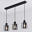 3-lichts hanglamp Palaio - smoke glas en zwart