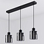 3-lichts hanglamp Palaio - smoke glas en zwart